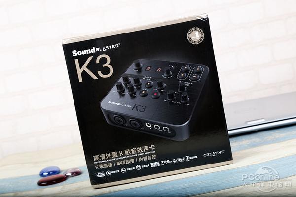 从外包装上看,创新k3外置声卡的设计其实更像是一个录放设备,以黑色为